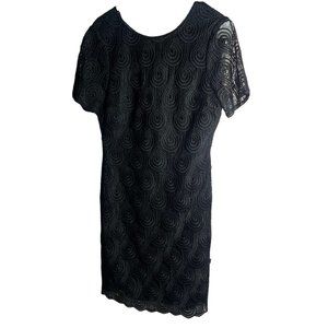 Reiss Sheath Dress Women's 6 Short Sleeve Black Lace Lace Patterned